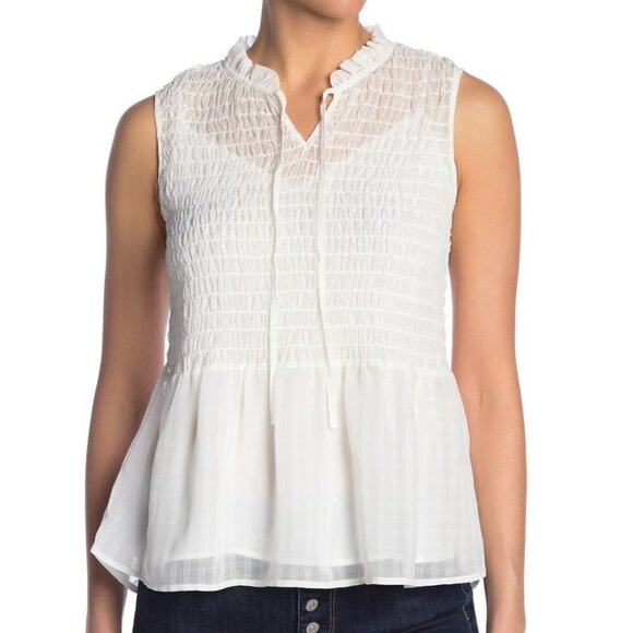 𝅺PLEIONE Bnwt Smocked Sleeveless Baby Doll Blouse S - Picture 12 of 12